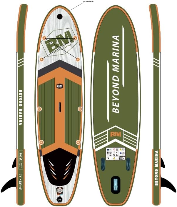 BEYOND MARINA Sup Paddle Board,Paddle Gonflable,Planches de Stand up Paddle gonflables,Sup Board,320 × 81 × 15cm | Accessoires Sup, Ailette, pagaie réglable, Pompe, Sac à Dos, Laisse, Sac étanche