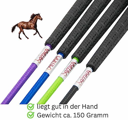 AMKA Bogenpeitsche Fahrpeitsche 100 cm für Horsemanship Bodenarbeit Fahrsport Diverse Farben gummierter Spezialgriff