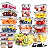 48Pcs Food Storage Container Set kitchen organizers Meal Prep Containers Lock Lids Reusable Plastic Lunch Box Snack Salad Containers 24 Boxes and 24 Lids Pantry and Kitchen Organization