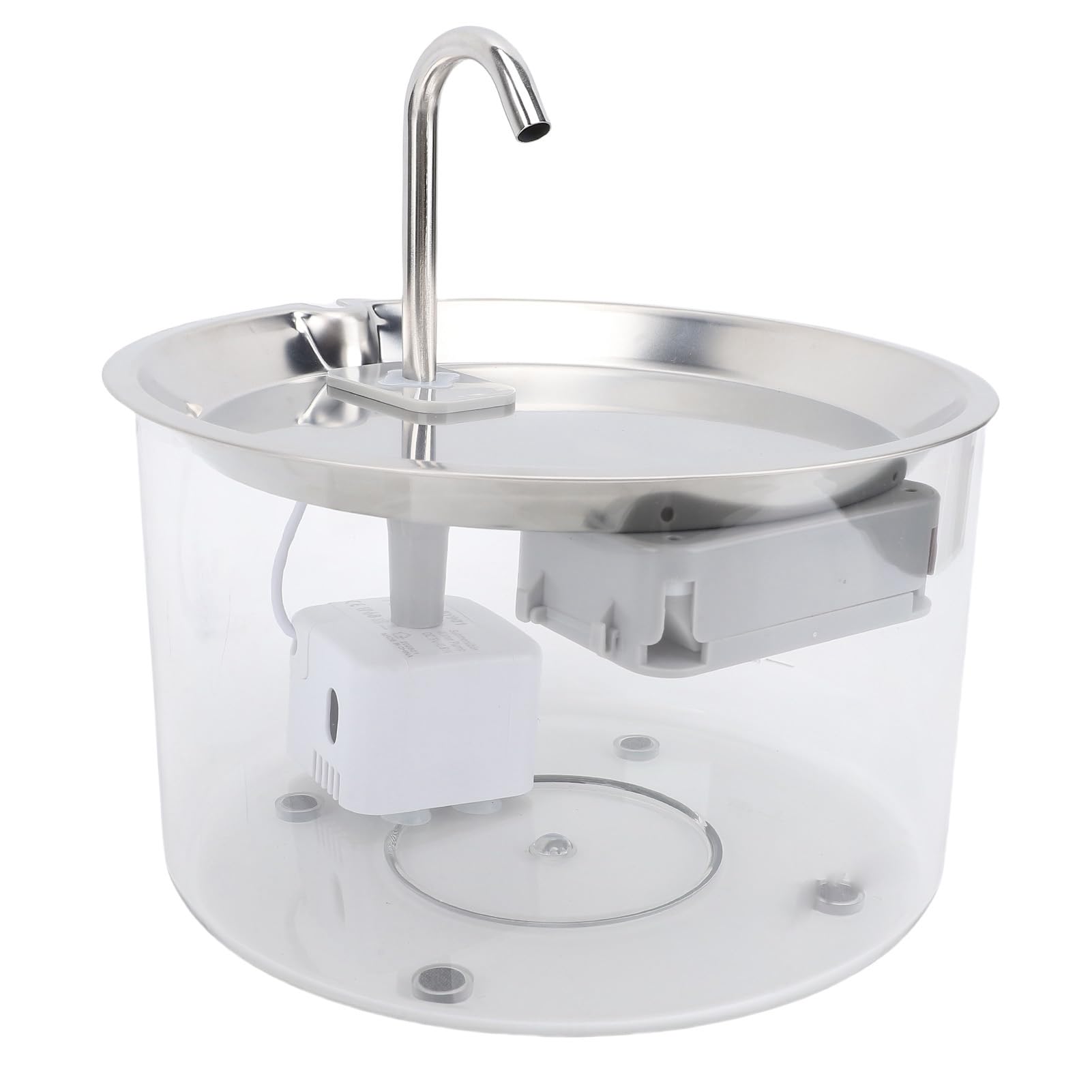 Asixxsix Stainless Steel Cat Water Fountain, 3L Automatic Pet Water Dispenser with Ultra Quiet Pump for Large Dogs, Multi Filtration, Minimal Footprint Bowl (Transparent) - image 8