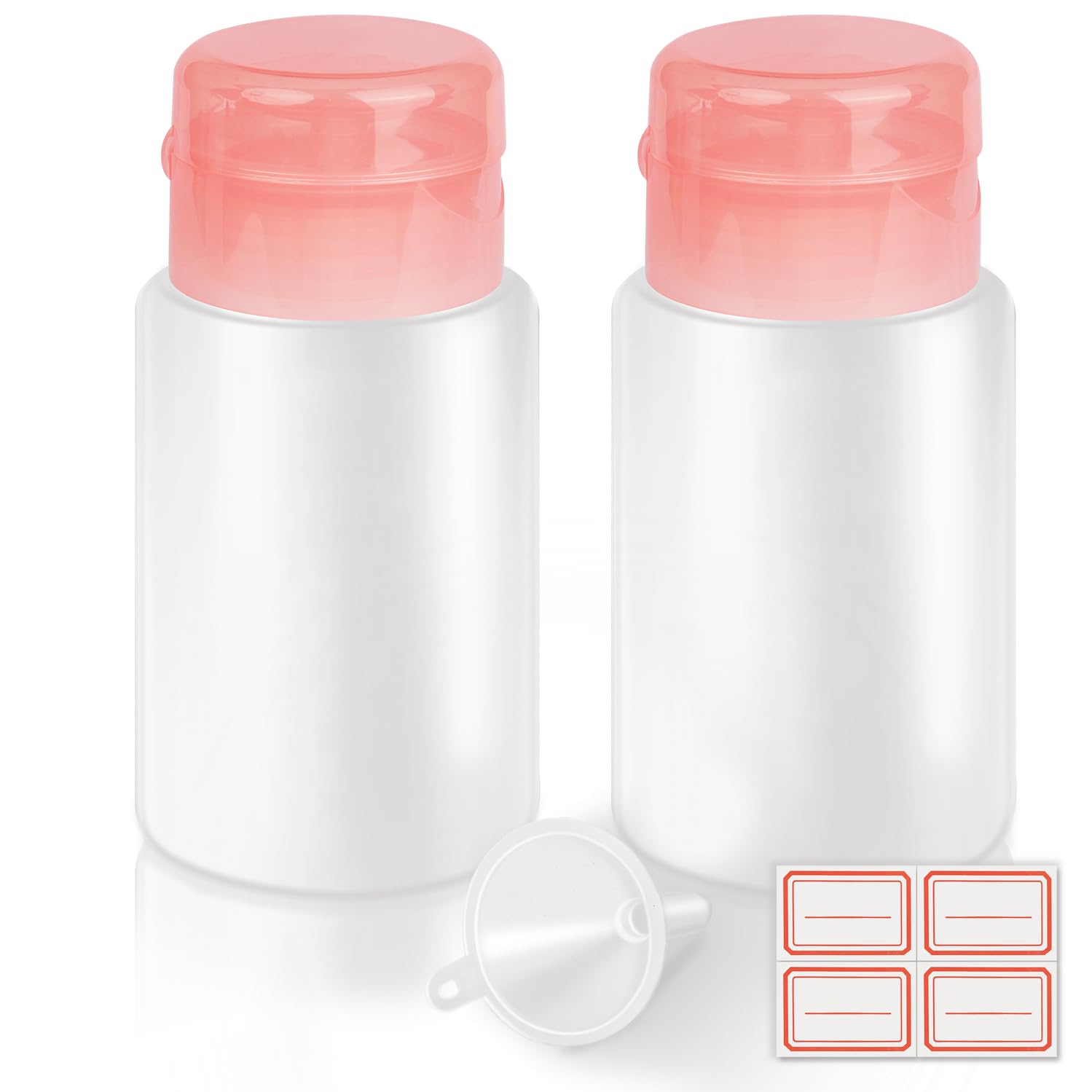 2Pack-Acetone Bottle Push Down Pump Dispenser-Lockable Alcohol Pump Dispenser Bottle -Nail Polish Remover Pump Bottle 100/180 ML-Liquid Dispenser Pump Bottle (2 * 180ml Pink)