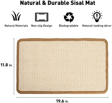 FUKUMARU Mata do drapania dla kota z naturalnego sizalu, osłona mebli, 50 x 30 cm, beżowa