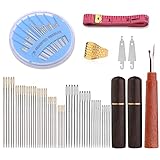 80 Pcs Sewing Needles Set, Embroidery Needles with Needle Threaders, Hand Sewing Big Eye Needles, La