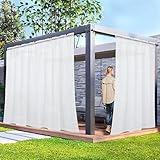 Laseniewa 2 Panels Outdoor Sheer Curtains for Patio, Non-See-Through White Privacy Curtains for Patio Waterproof, Indoor Outdoor Drapes for Gazebo Pergola Balcony Pool Spa, 100 x 84 inch