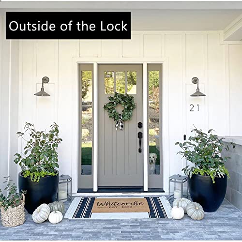 Kiayaci Front Door Lock Set Black Front Door Handle Exterior Door Lock Set With Deadbolt Single Cylinder Handleset Curved Handle Lower Half Grip Round Knob Matte Black Front Door Knob #TOP2