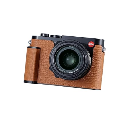 SIUTATDSH Camera Half Case for Leica Q3, Vintage Metal Genuine Leather Camera Protective Cases Stylish Portable Shockproof (Brown)