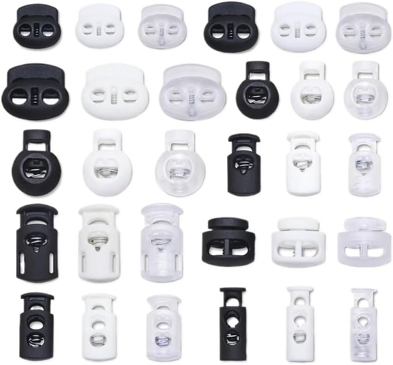Cord Locks 100pcs Plastic Stopper Cord Ends Toggles Clip Buckle Button Frost Shoelace Sportswear for Drawstring(NO04 Clear022)