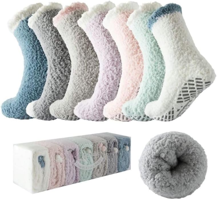 Fuzzy Socks for Women with Grips Plush Fuzzy Socks Sleep Cozy socks Sleep Socks Winter Soft Fluffy Socks
