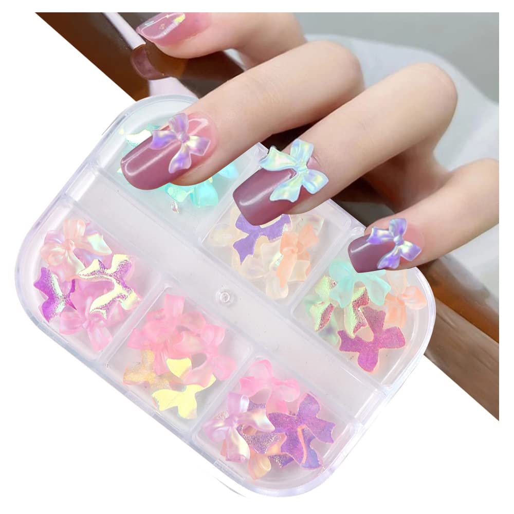 Amazon.com: 36 PCS 3D Aurora Resin Bow Nail Decoration Butterfly Bowknot  Nail Charms Colorful Nail Charms Rivet Set Colorful Bowknot for Nail Art  Designs Nail Art Decoration Accessories (B) : Beauty &