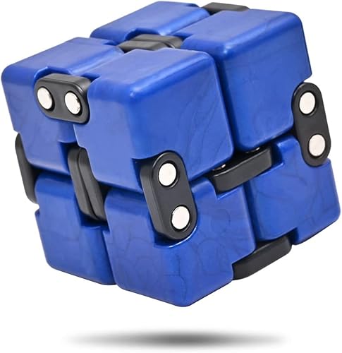 BroMoCube QY Infinity Cube - Juguete de descompresión para descompresión, cubo de bloques de dedos, mejor para ansiedad anti estrés (azul zafiro)