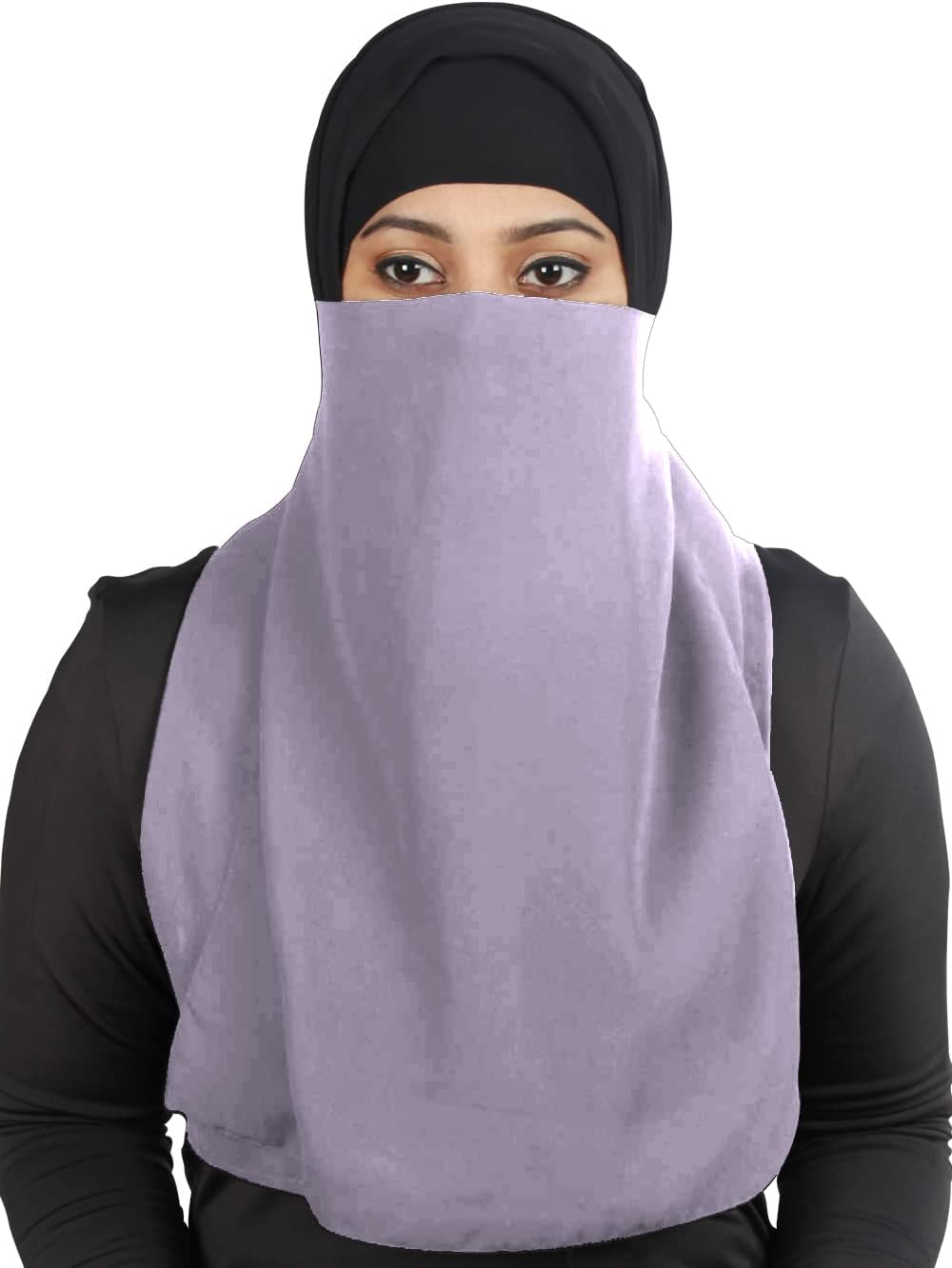 MyBatua Half Niqab Long Nosepiece In Breathable Georgette, Wholesale Price, 1pc Face Veil NQ-002 image 4