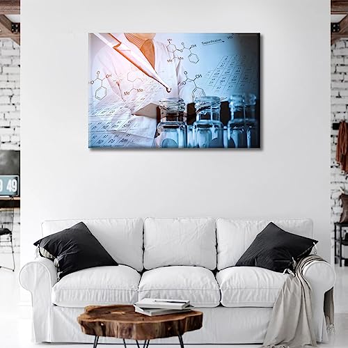 Image of TUMOVO Scientist and Test Tubes Laboratory Concept Modern Home Decor 1 Panels Medical Pictures Canvas Wall Art for Bedroom, Living Room, Office. Stretched and Framed Ready to Hang, 24 inch Wx36 H