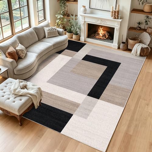 Tapis de sol moderne géométrique 60x90 lavable antidérapant intérieur