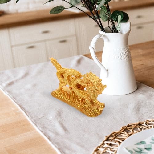 Statue dragon en résine décorative rétro, figurine compacte stable pour cabinet maison - 6