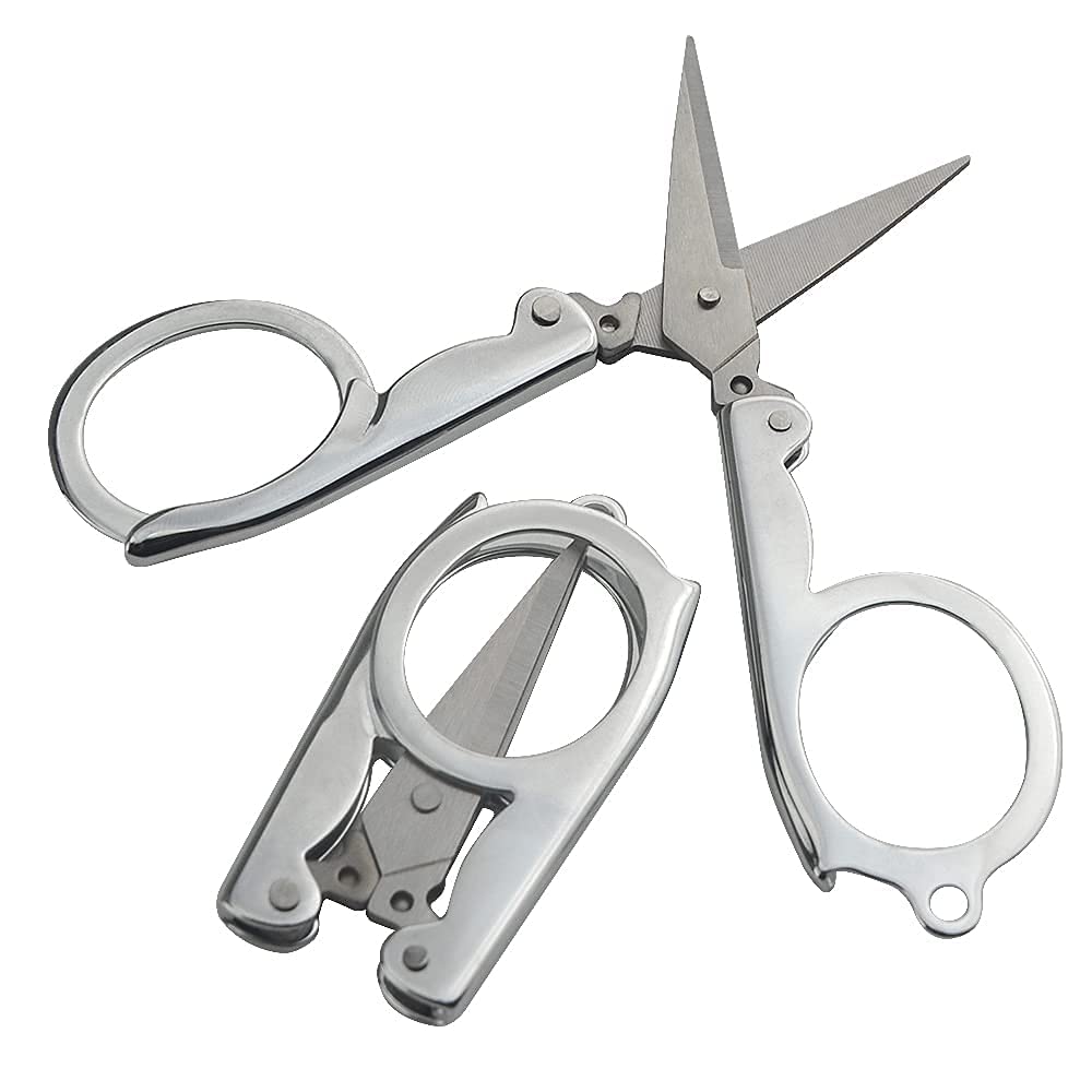 12 tijeras plegables pequeñas tijeras de viaje portátiles de acero inoxidable cortador mini tijeras set para el hogar oficina y viaje tijeras