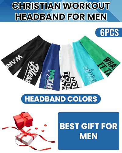 Image of Shihanee 6 Pcs Christian Headbands for Men Jesus Athletic Sweatbands Moisture Wicking Football Baseball Sports Hair Bands