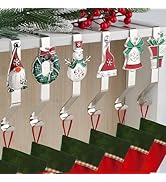 EBANKU 6Pcs Christmas Stocking Holders, Christmas Pattern Design Stocking Hangers Silver Non-Slip...