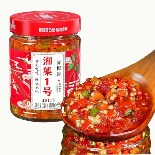 Hunan especialidades de salsa de pimienta de color 248 g/lata, salsa de pimienta con sabor a ajo - picante y aromático, ideal para platos fritos, de fideos