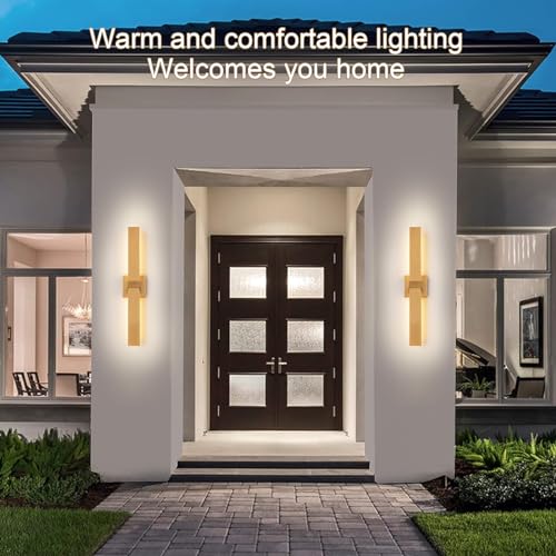 Image of Modern LED Outdoor Wall Sconce 27.2 inch Gold Outdoor Wall Lights Exterior, Outdoor Light Fixtures Wall Mount on House, Garage, Porch, Patio, Front Door etc