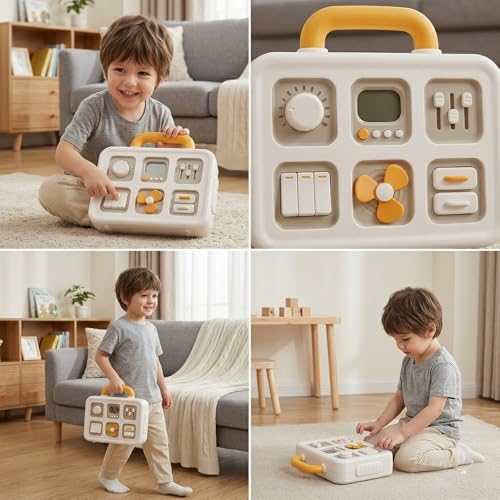 Image of Montessori Busy Board for Toddlers 1-3 Years, Portable Sensory Activity Board Skills Learning Toy, Travel Toy for Toddlers Boys Girls