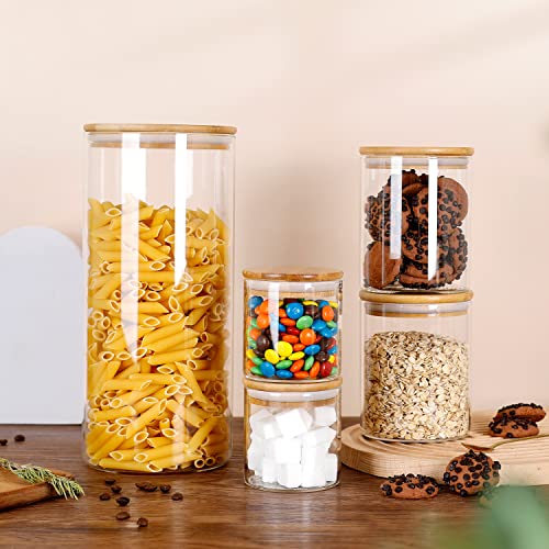 Image of umieo Large Glass Flour and Sugar Containers 50oz Set of 2, Glass Jar with Airtight Lids, Clear Storage Containers with Bamboo Lids for Rice, Oat, Nuts, Candy, Cereal, Coffee, Beans