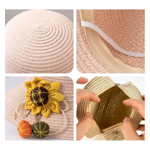 Straw Sun Hat with Sunflower for Girls Outdoor Summer Beach Play3