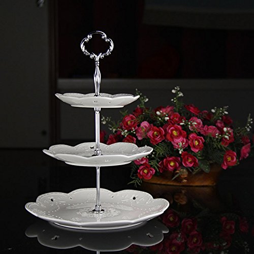 Mollensiuer Vintage Sunflower Metal 3 Tier Cake Fruit Food Plate Stand Holder Handle Fittings For Wedding Party thumb #2