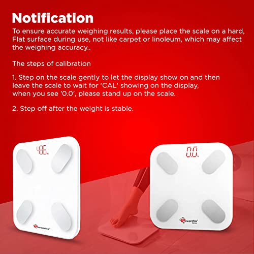 Image of PowerMax Fitness BCA-150 Smart Bluetooth Body Fat Scale - Smart BMI Digital Bathroom Wireless Weight Scale & Body Composition Analyser with Smartphone App