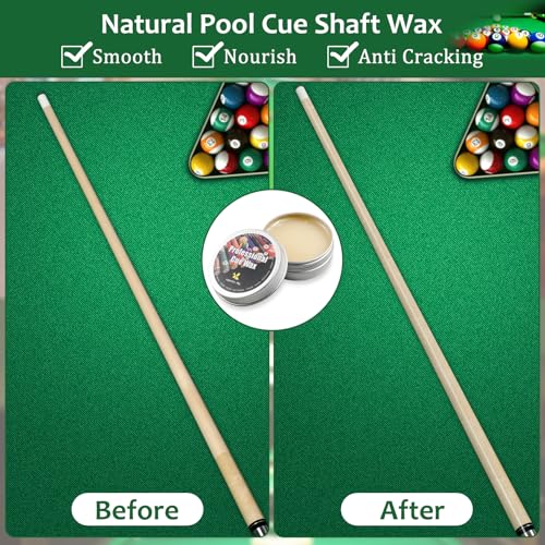 Pool Table Brush Set, 14pcs Billiard Table Felt and Cue Cleaning Accessories with 2 Wooden Brushes, Cue Cleaning Cloth, Ferrule Polish Cloth, Shaft Wax, Towel Burnisher and Sticky Lint Roller - Image 6