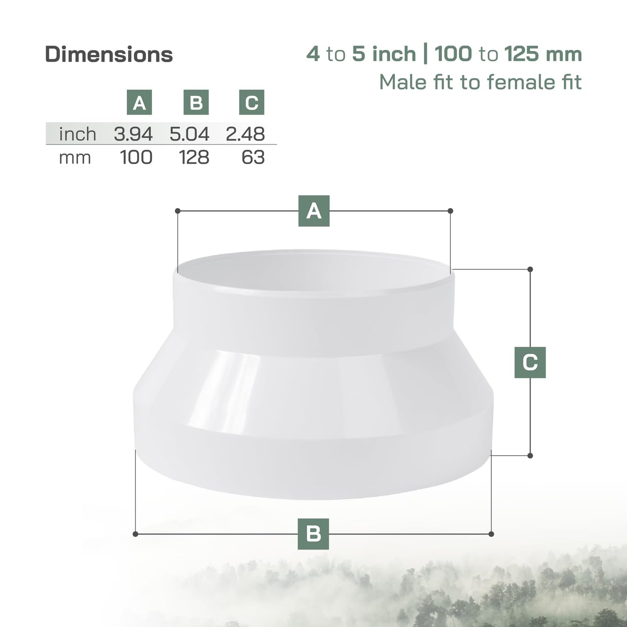 Duct Reducer, Duct Connector Ducting Inline Adapter Increaser Vent For Hvac Heating Cooling Ventilation White