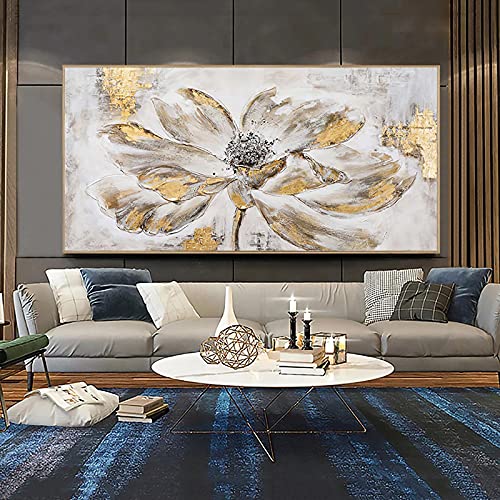 Fleurs dorées abstraites sur toile pour décorer le mur du salon