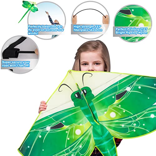 Crogift 3 Pack Large Kites - Butterfly Delta Dragonfly Kites Easy To Fly For Adults Kids Beach Park Outdoor Game Activities #TOP7