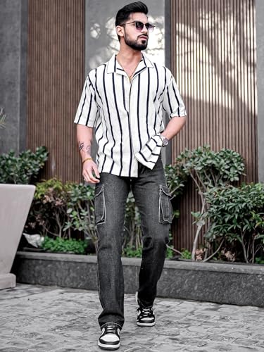 Image of Maniac || Mens || Striped || Collared Neck || Half Sleeve || Popcorn Knitted || Shirt