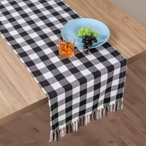 LFH Home Gingham Table Runner for Kitchen or Dining Room Boho Far...