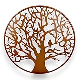Crispe home & garden Wandbild Lebensbaum aus Metall | Metall Wanddeko für Innen & Außen | wetterfest & rostfrei | Wanddekoration für Hauswand, Terrasse & Garten | Tree of Life Deko | Ø 90 x T 1 cm