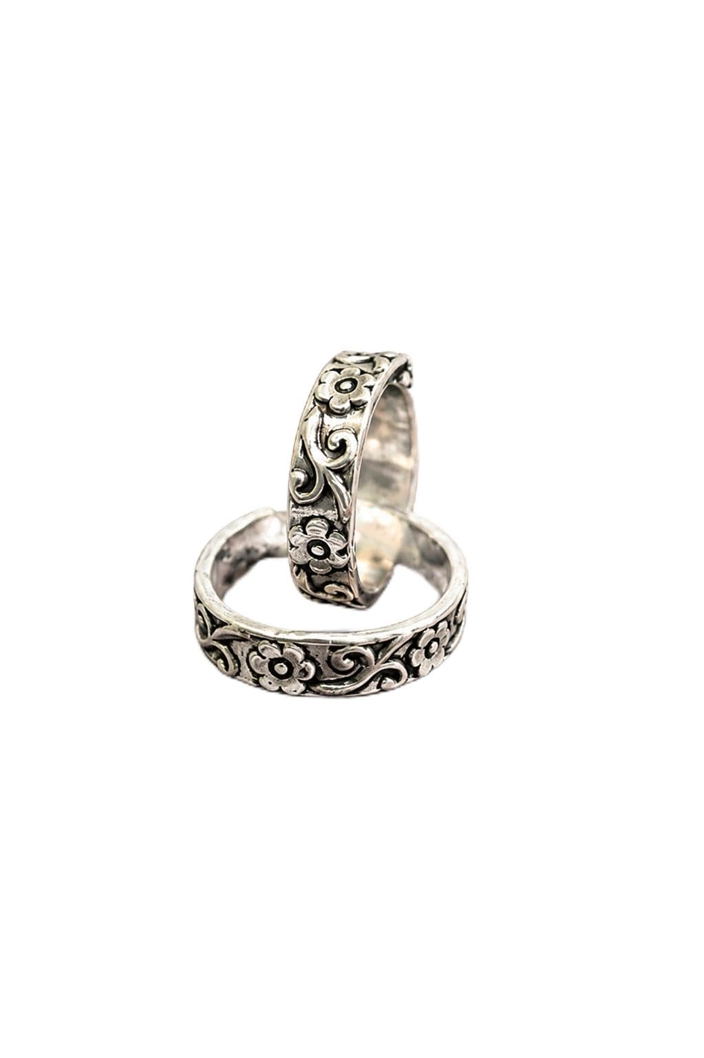 kaashi 925 Sterling Silver Anokhi Floral Vine Toe Ring Pair for Women | Adjustable-picture-10
