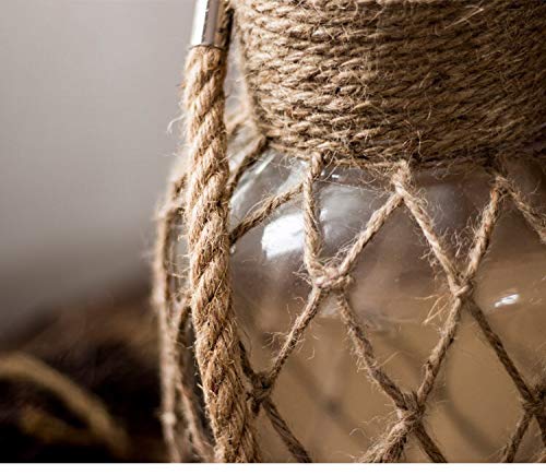 Funsoba Rustic Hanging Mason Nautical Jar Rope Net Dry Flower Glass Vase with Handle Pack of 2 (2 Vase 8") - Image 6