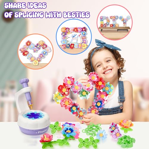 PERRYHOME Fabric Flower Bouquets Toys, 300+ Pcs Birthday Gift Activity Kit, 2 Gameplays STEM Craft for Kids, Reusable DIY Bouquets Maker Mothers Day Gifts for 3 4 5 6 7 8 Years Toddler Girl Gift by PERRYHOME - Image 3