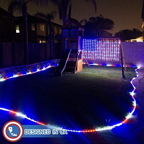 Russell Decor GP-SW240DC0350-IP44(US) A American Patriotic Flag Lights Curtain Lights With Stars Outdoor Indoor Waterproof Festival Party Red White Blue thumb #3