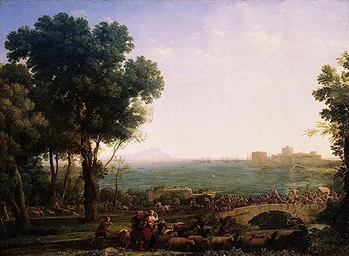 Cuadro en lienzo de la Batalla de Constantino por Claude Lorrain, réplica abstracta de 60x90cm