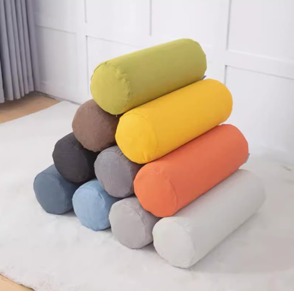 Alleen hoes - linnen kussensloop, cilinderkussensloop, nekrol kussensloop, cervicale nek rol geheugenkussen beschermer voor slaapkamer, woonkamer (blauw, 20 x 80 cm