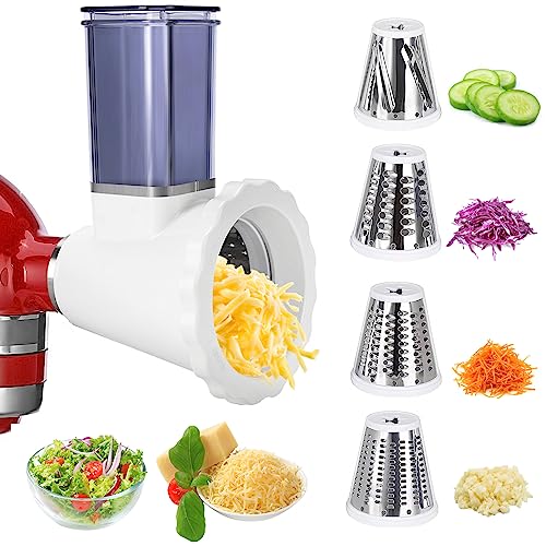 Slicer/Shredder Attachment For Kitchenaid Mixers, Cheese Grater & Vegetable Chopper & Salad Shooter & Grater Food Slicer Accessories For Kitchen Aid Stand Mixer Attachments(4 Blades, Dishwasher Safe) #TOP2