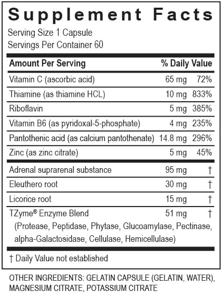 Miniatura 4 de TRANSFORMATION THE GENESIS OF GOOD HEALTH Enzymes Adrenal Complex - 60 Cápsulas - Formulación sinérgica de hierbas y vitaminas para apoyar un