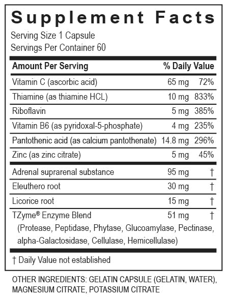TRANSFORMATION THE GENESIS OF GOOD HEALTH Enzymes Adrenal Complex - 60 Capsules - Synergistic Formulation Herbs and Vitamins to Support a Endocrine System