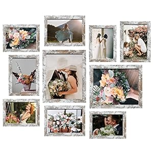 LUCKYLIFE Picture Frame Set 10 Pack Gallery Wall Frame Collage with 8×10 5×7 4×6 Frames in Distressed White Finishes