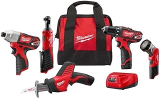 2498-25 M12 12V Cordless 5-Tool Combo Kit: 2407-20 3/8...