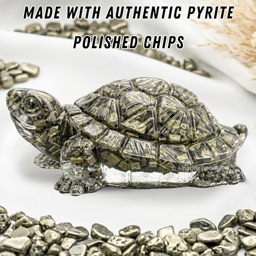 Figura Natural de Tortuga en Pirita para Decoración del Hogar miniatura 6