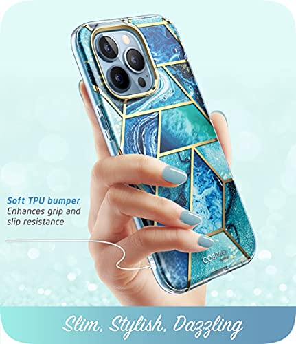 Image of i-Blason Thermoplastic Polyurethane Cosmo Series Case For Iphone 13 Pro 6.1 Inch (2021 Release), Slim Full-Body Stylish Protective Case With Built-In Screen Protector Ocean, Blue
