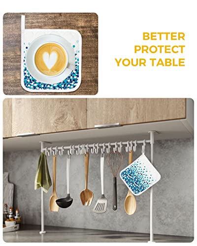 Kitchen Potholder Set Of 2,Royal Blue Polka Dots White Back Pot Holders Heat Proof Hot Pad,Watercolor Geometric Seamless Potholders Washable Oven Hot Pads Terry Cloth For Cooking Baking #TOP5
