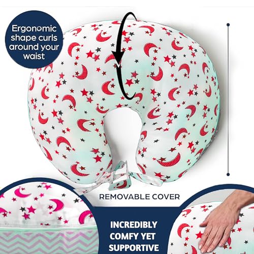 Image of VParents Multipurpose Baby Feeding Nursing Cum Maternity Pillow for New Born Cotton, Months, Recommended for Maternity, Nursing, Medical Galaxy (Pink) 110706